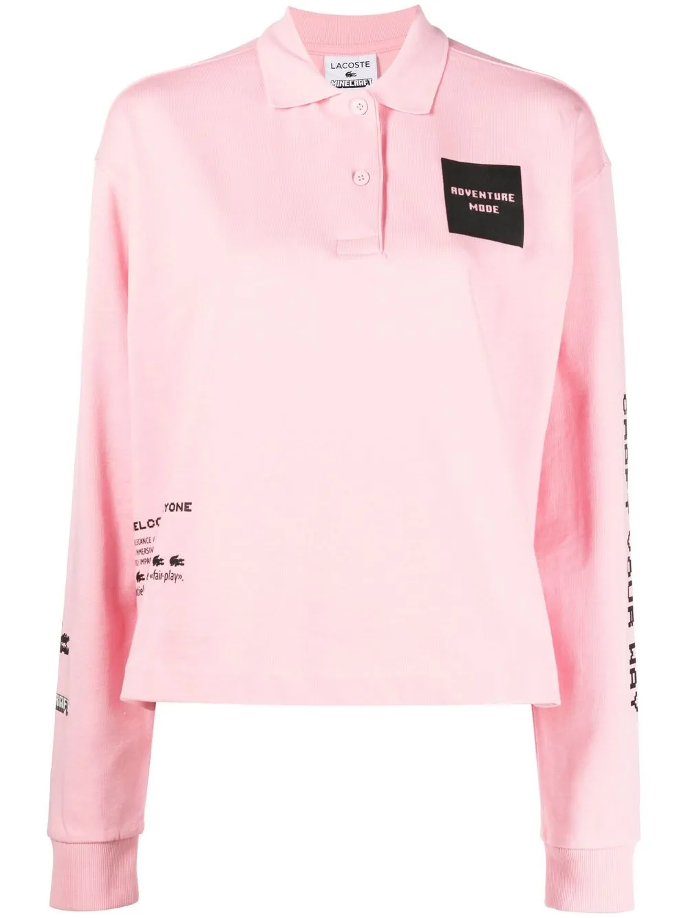 

Lacoste graphic-print organic-cotton polo shirt - Pink