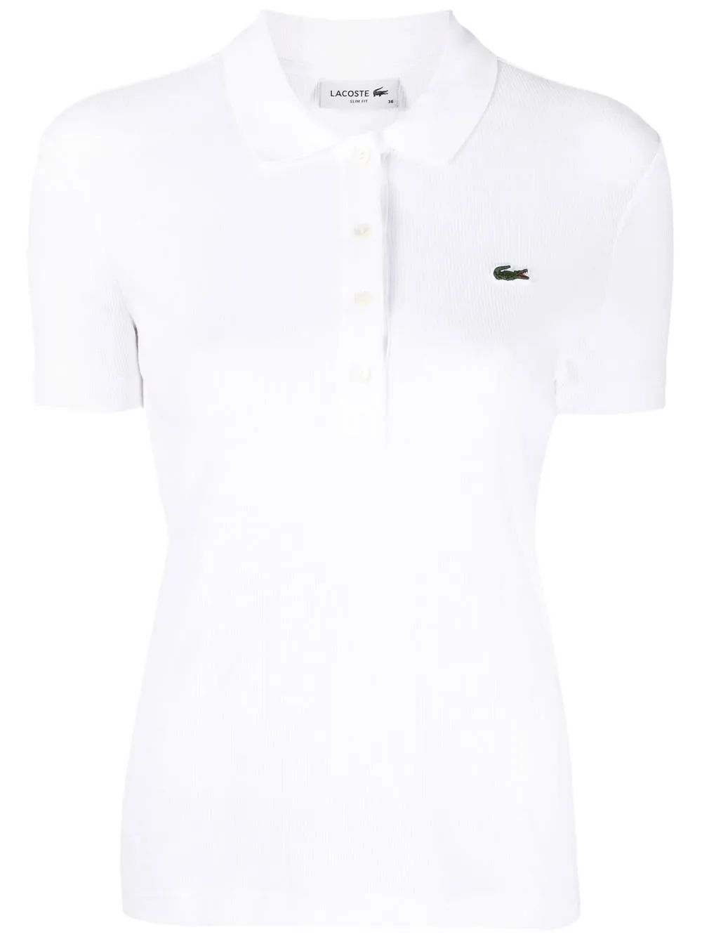 

Lacoste playera tipo polo de canalé con parche del logo - Blanco