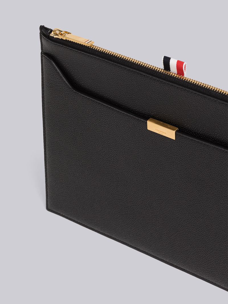 Pebble Grain Leather Lock Small Document Holder Thom Browne Official