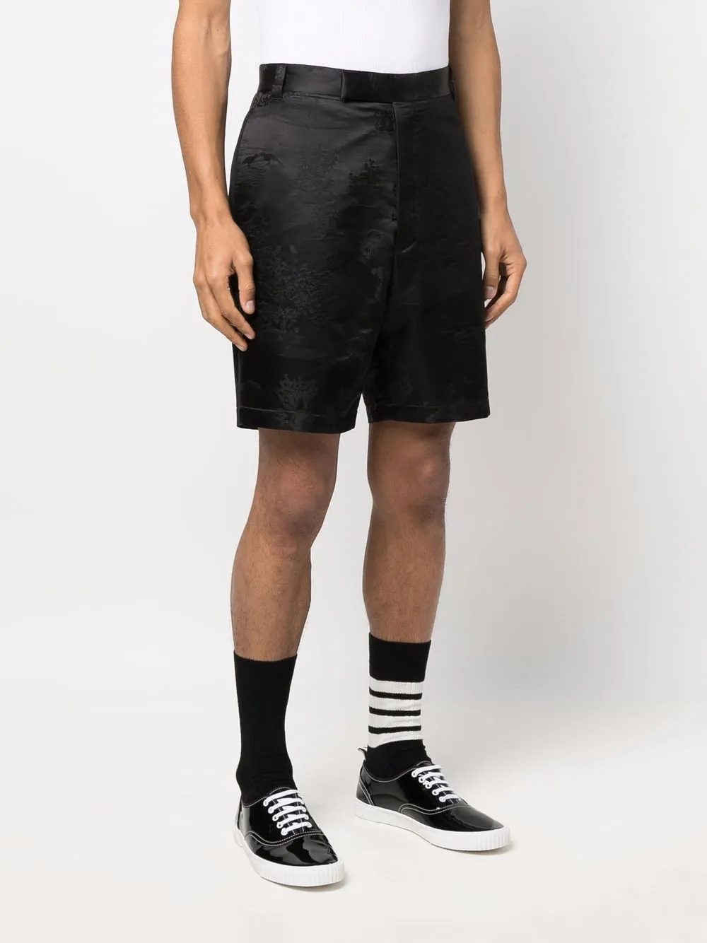  Thom Browne Rwb Stripe Tailored Shorts - Black 