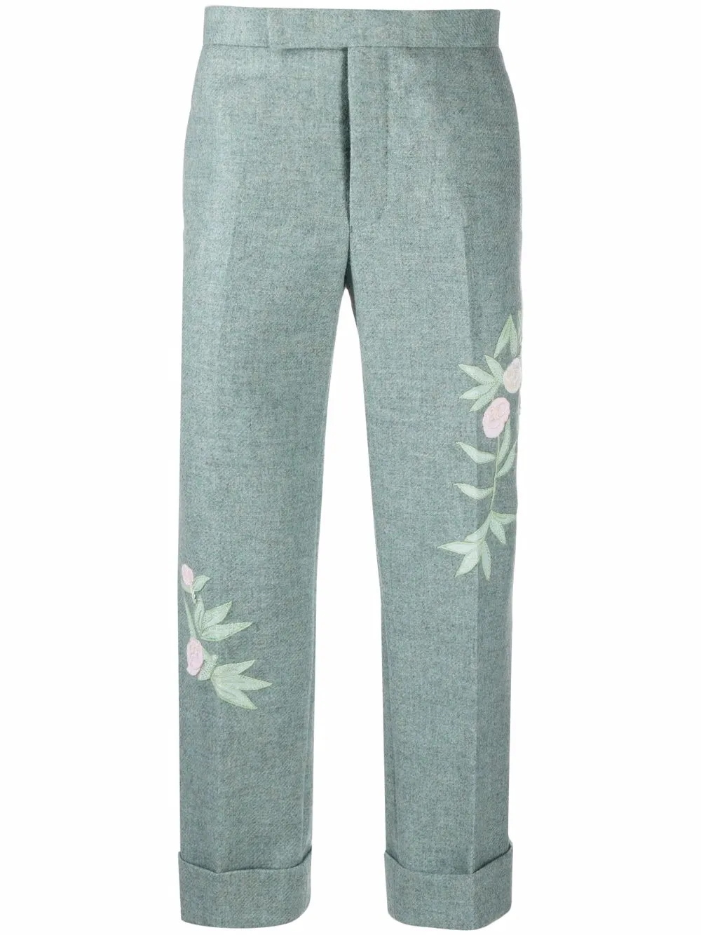 

Thom Browne floral-appliqué cropped trousers - Blue