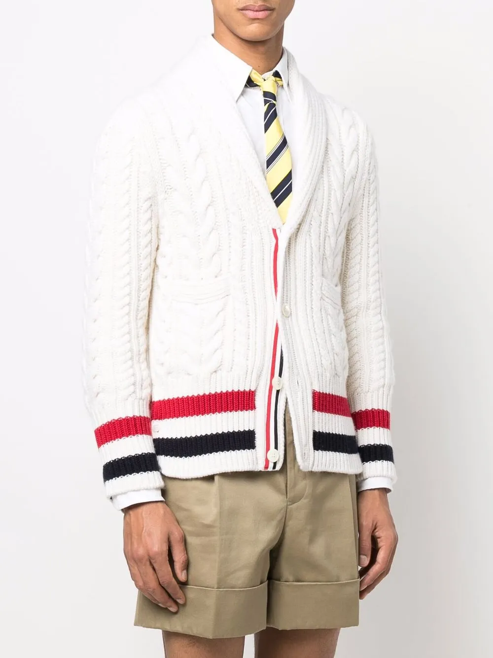 Thom Browne Cardigan Con Decorazione Rwb - Bianco 