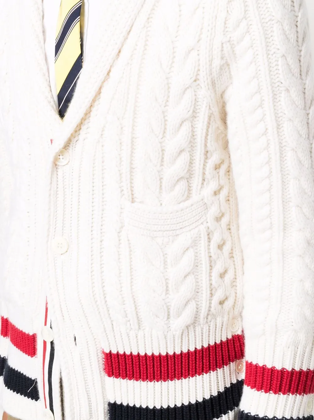 RWB-stripe cable-knit cardigan