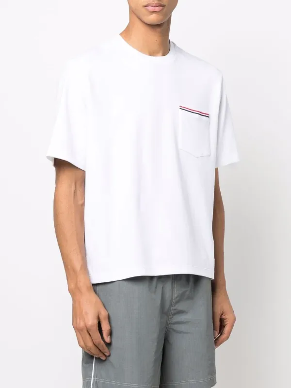 Thom Browne RWB-stripe short-sleeve T-shirt | White | FARFETCH