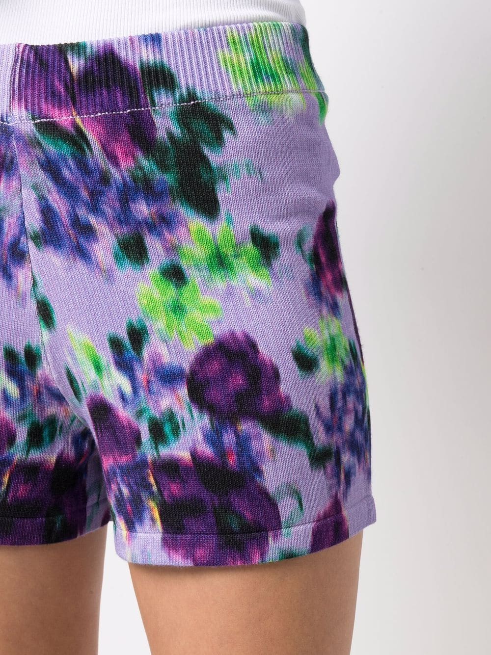 Shop Kenzo Knitted Floral-print Shorts In Purple