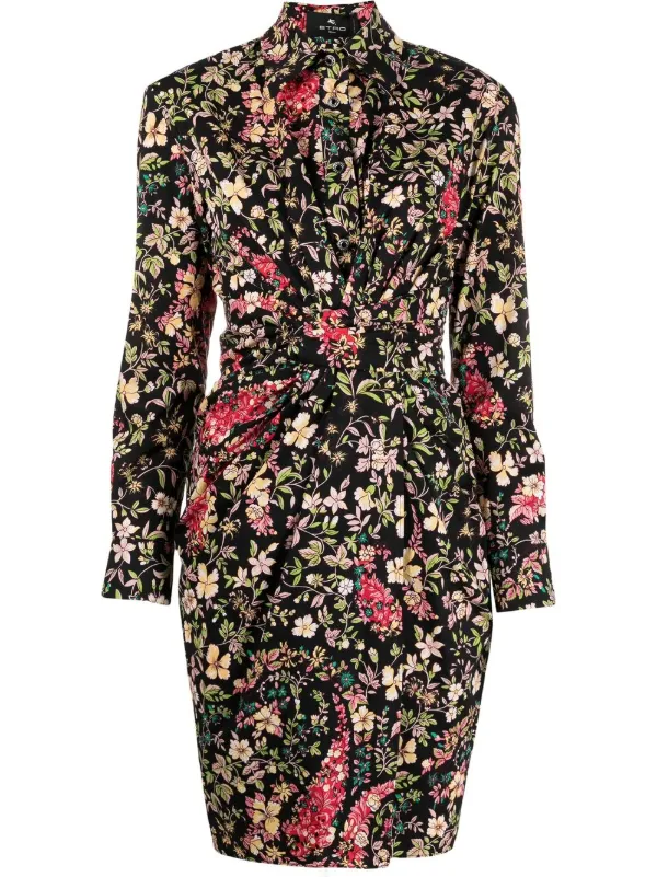 コットン100％！新品★ETRO■フローラルプリント シャツドレス ETRO フローラル シャツドレス | ブラック | FARFETCH JP