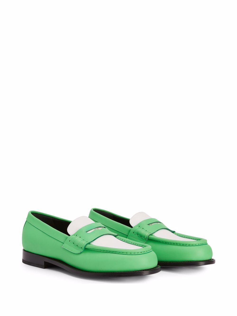 Shop Giuseppe Zanotti Euro Two-tone Leather Loafers In Green