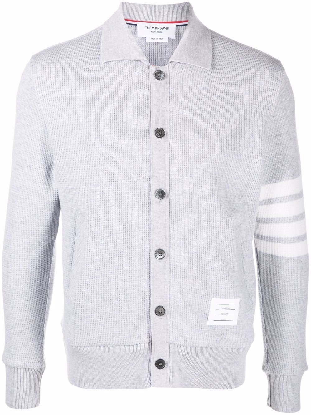 Image 1 of Thom Browne waffle-knit 4-Bar cardigan