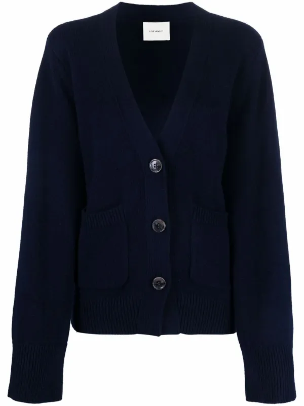 Lisa Yang Danni V-neck Knitted Cardigan in Blue