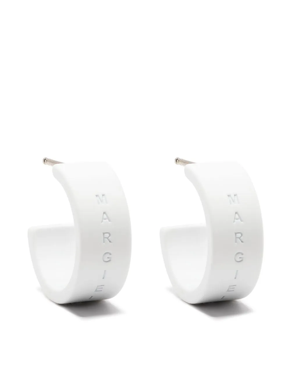 

MM6 Maison Margiela engraved-logo hoop earrings - White