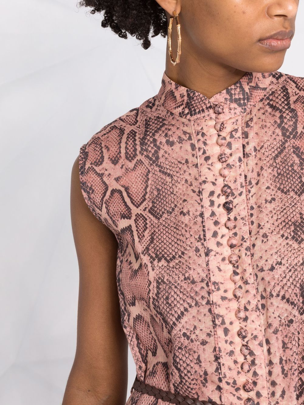 Shop Zimmermann Snake-print Flared Dress In Rosa