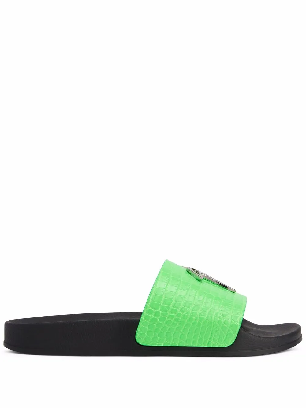 

Giuseppe Zanotti Brett crocodile-effect leather slides - Green