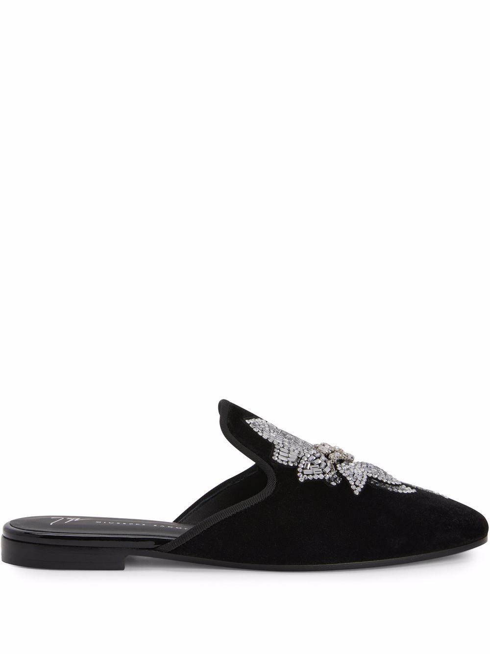 Giuseppe Zanotti Elsa velvet floral-detail loafers - Black