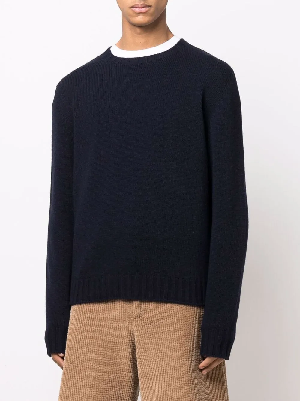  Palm Angels Intarsien Strickpullover Mit Logo   Blau 