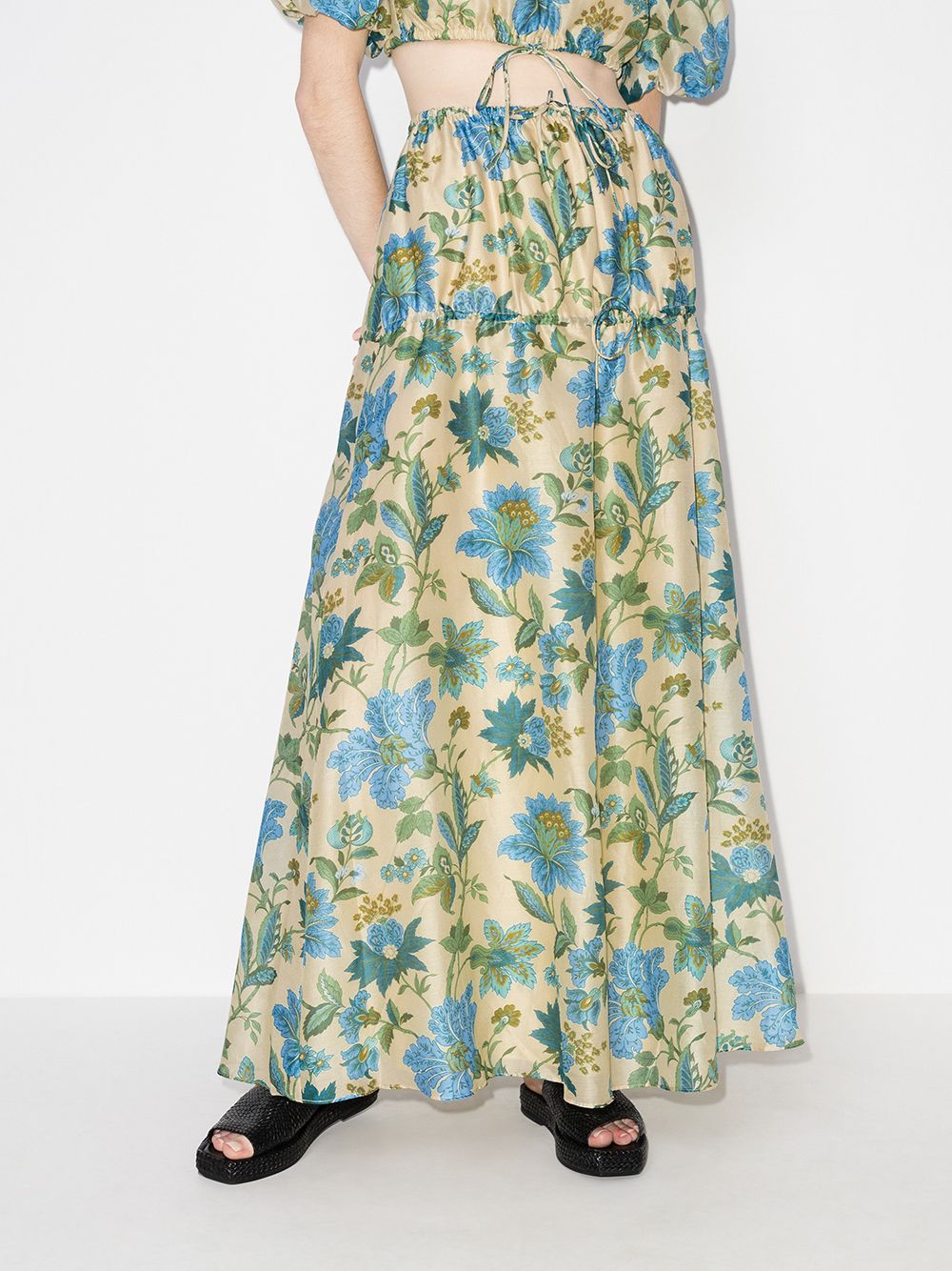 фото Sir. celia gathered floral-print maxi skirt