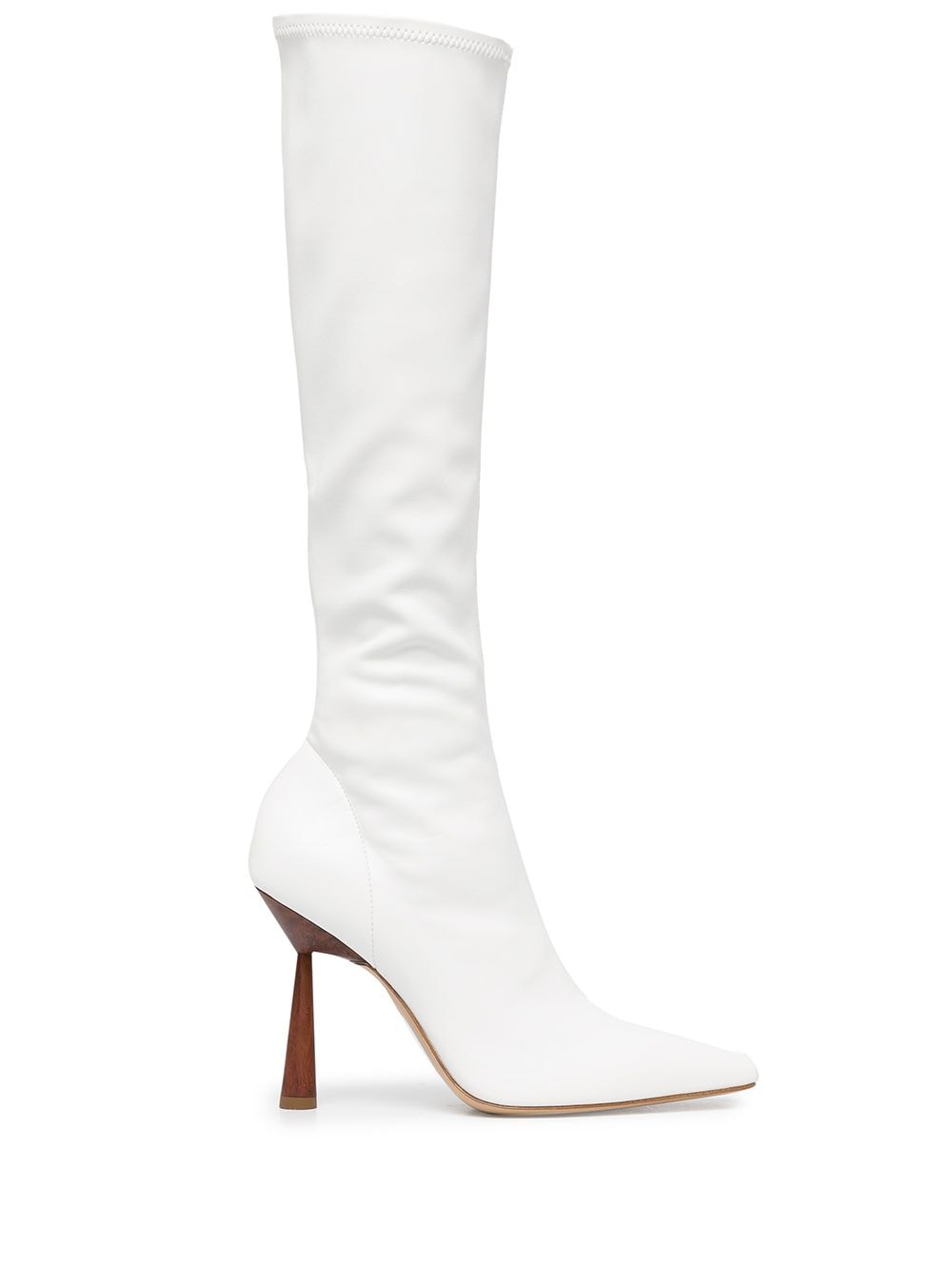 designer white knee high boots