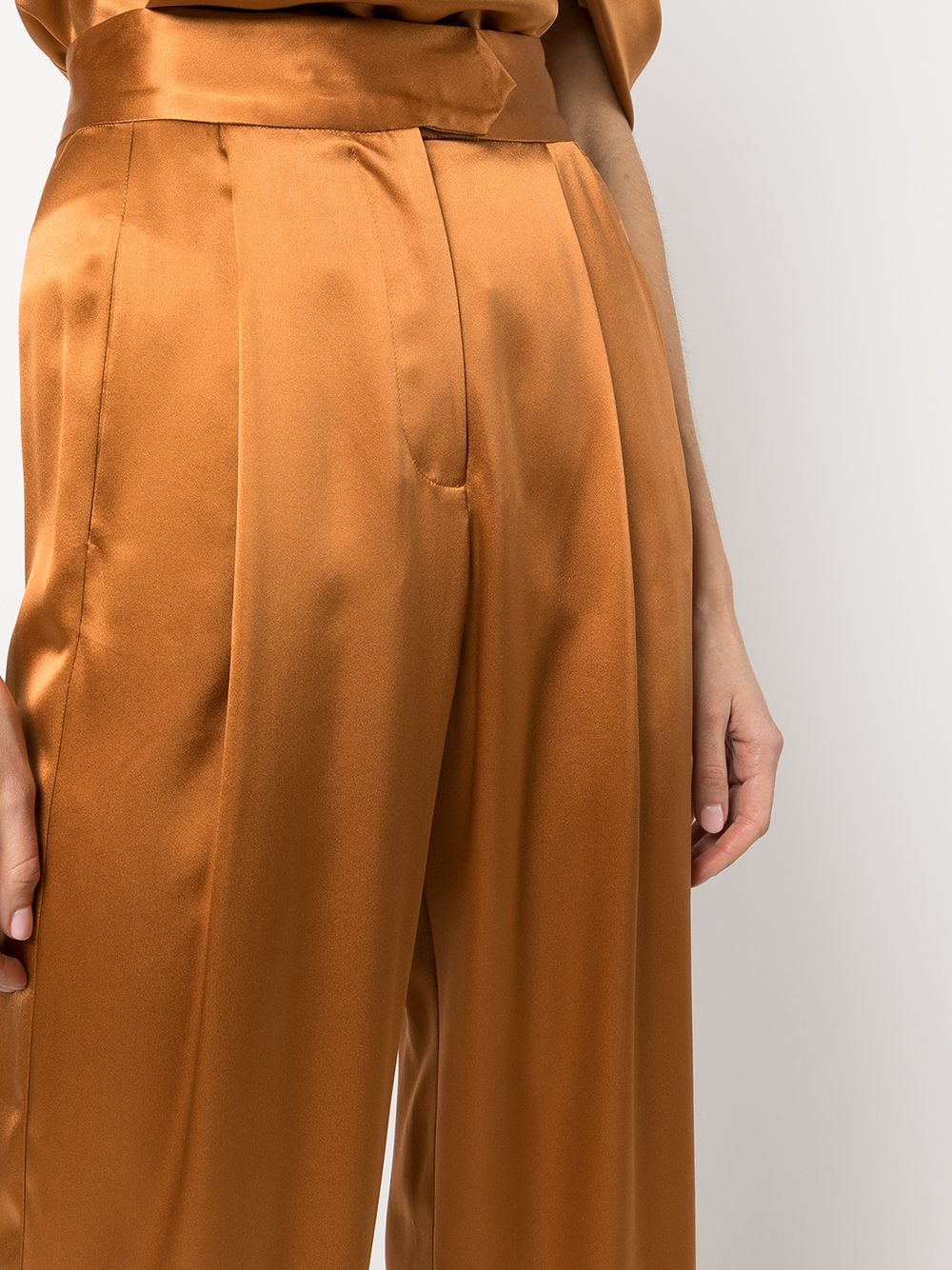 Shop Michelle Mason Wide-leg Silk Satin Trousers In Orange
