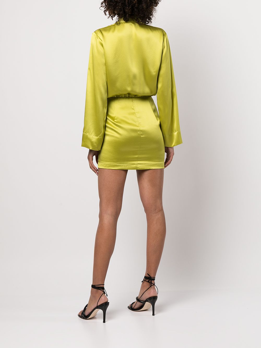 Shop Michelle Mason Tie-front Silk Satin Minidress In Green