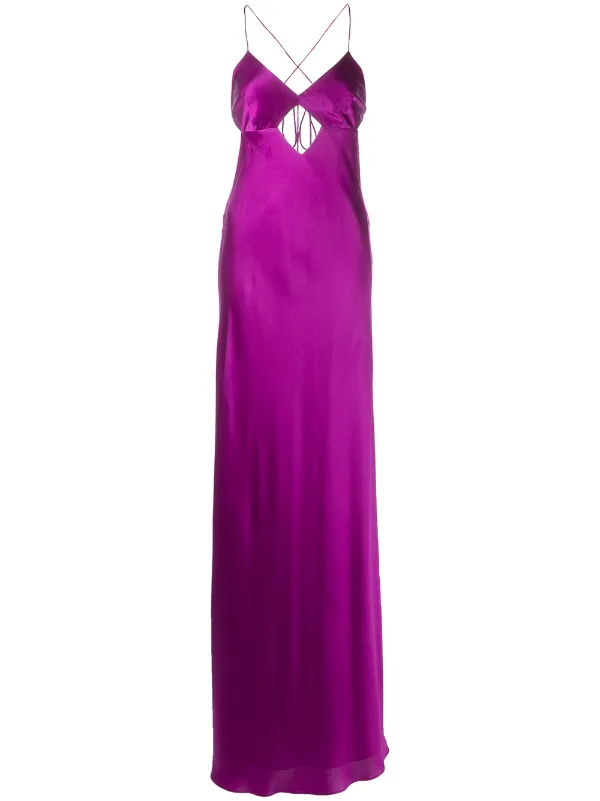 michelle mason purple silk dress