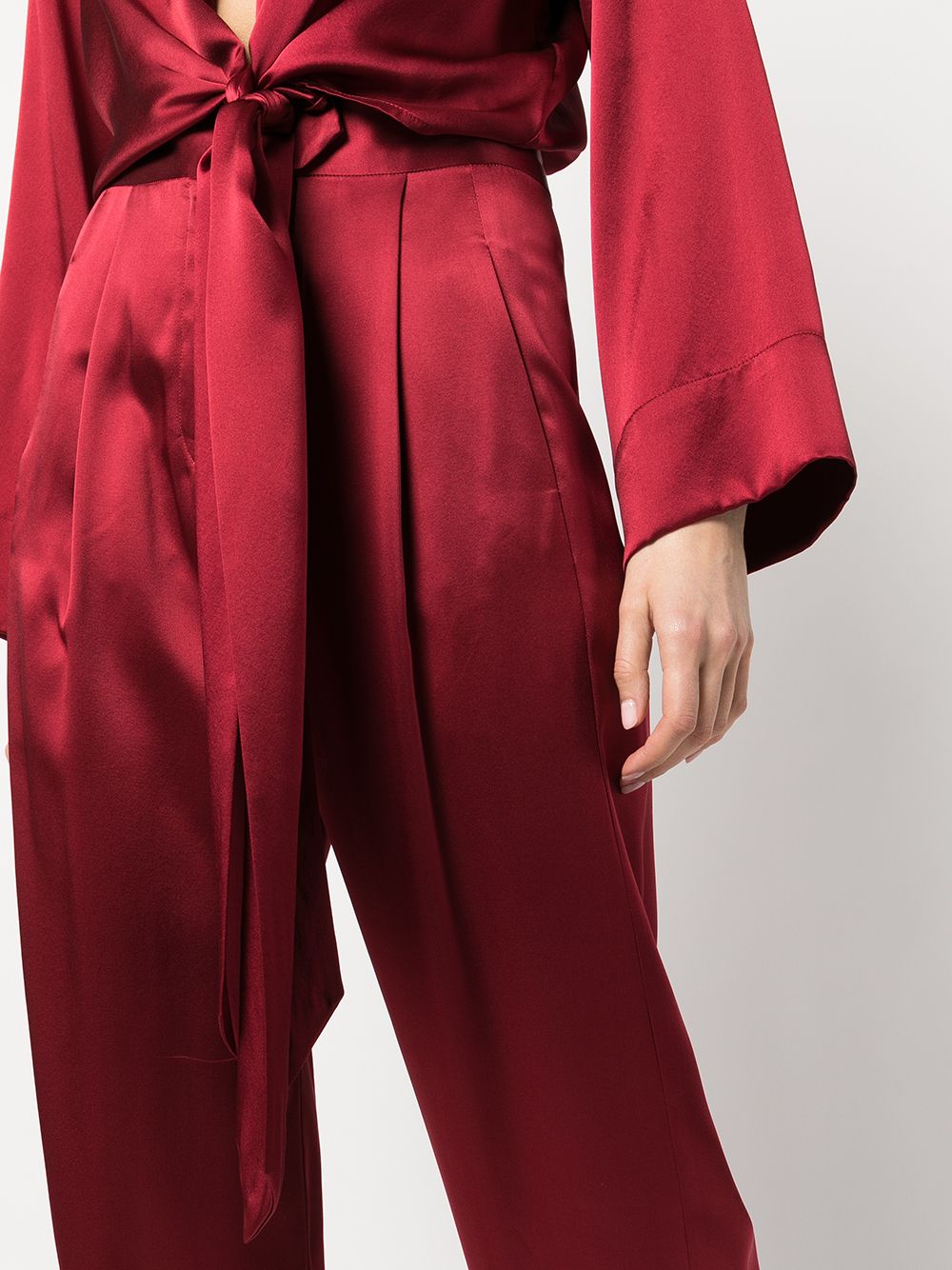 Shop Michelle Mason Wide-leg Silk Satin Trousers In Red