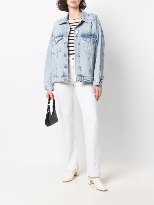 Shop FRAME faded denim jacket with 