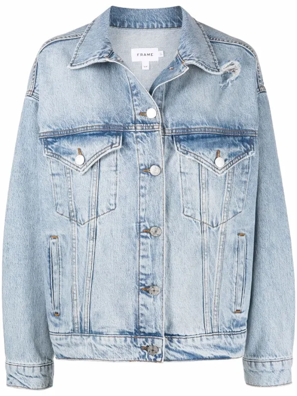 Shop FRAME faded denim jacket with 