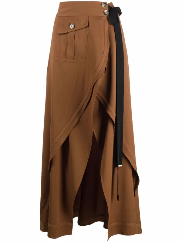 draped wrap maxi skirt