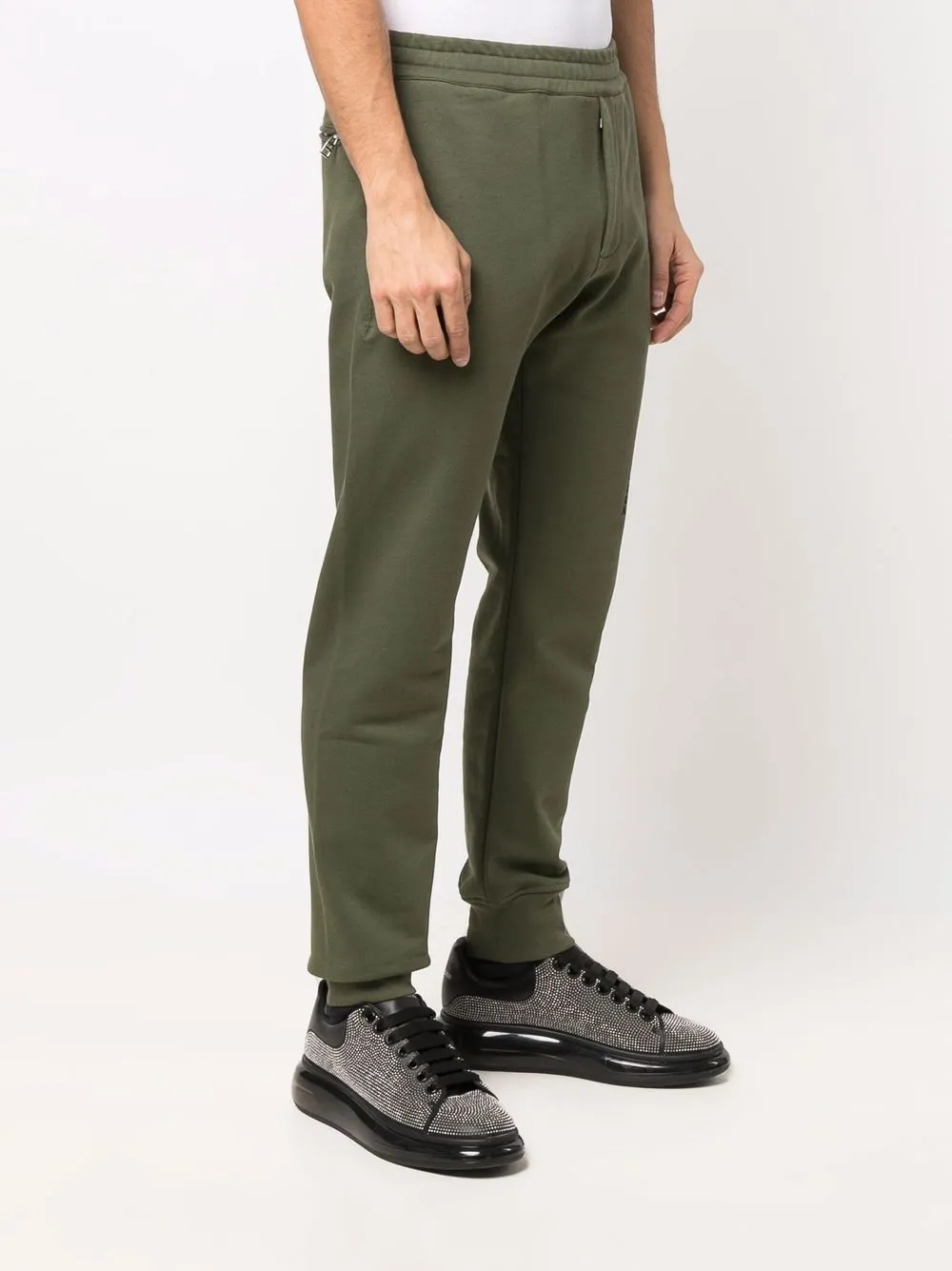  Alexander Mcqueen Logo Print Tapered Track Trousers - Green 