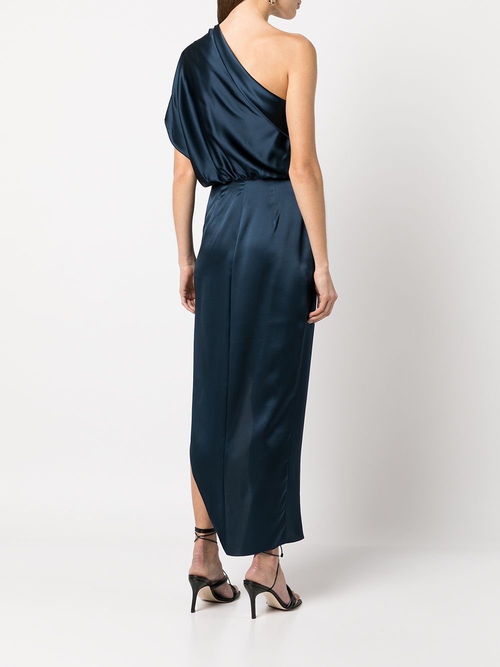 Shop Michelle Mason Drape-detail Asymmetric Dress In Blue