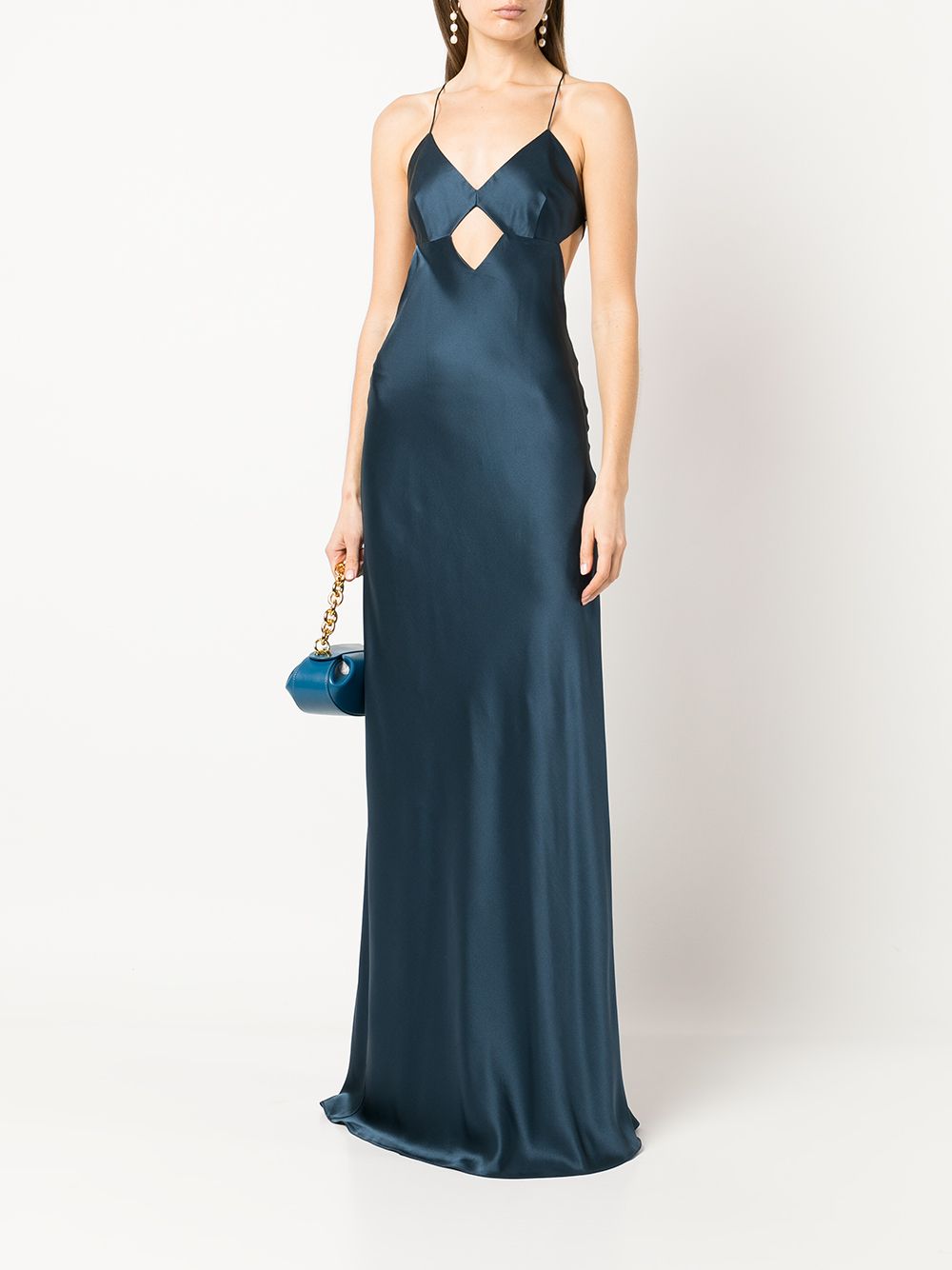 Shop Michelle Mason Cut-out Detail Gown In Blue
