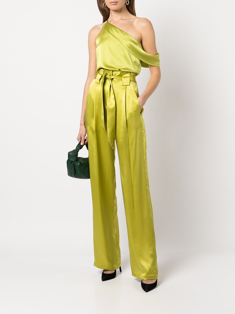 Image 2 of Michelle Mason high-waisted pleated silk trousers