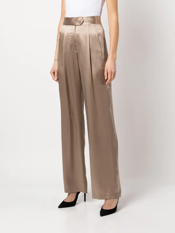 Shop Michelle Mason wide-leg silk satin 