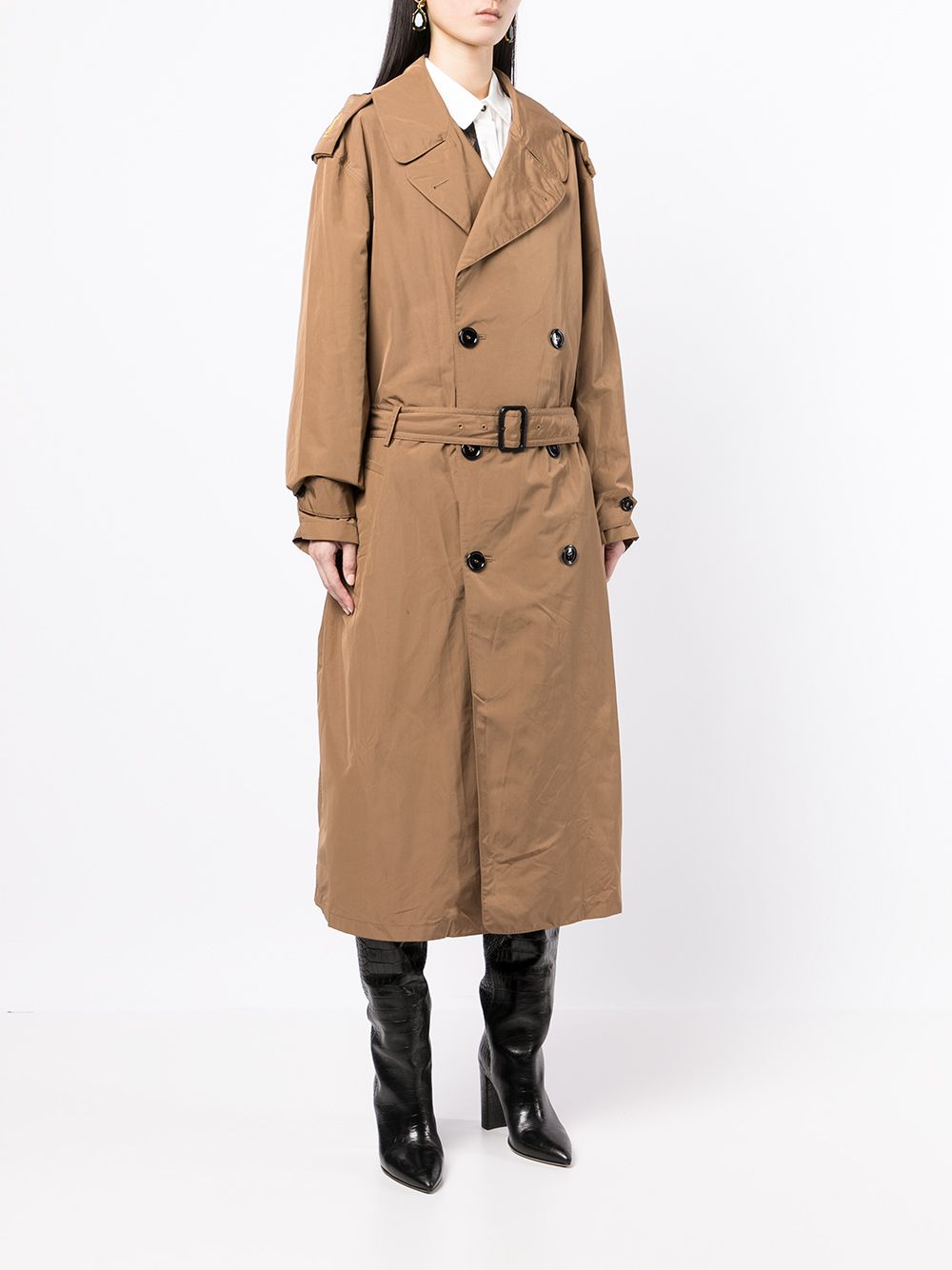 Saint Laurent Pre-Owned 1990s logo-epaulettes Trench Coat - Farfetch