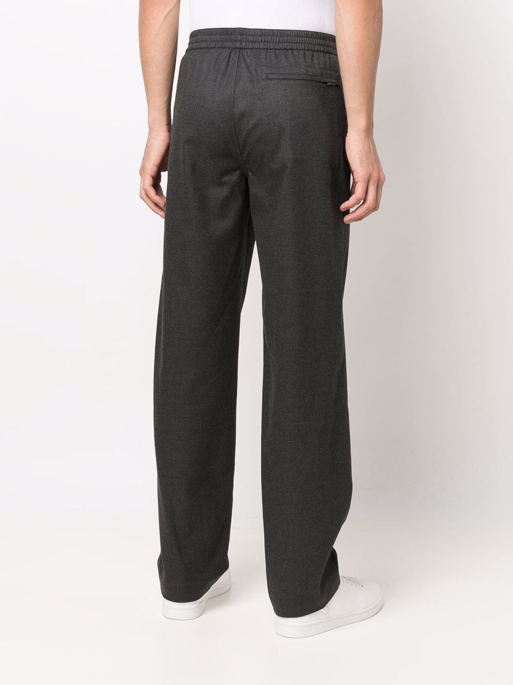 Shop Theory Straight Elastic-waist Trousers In Grey