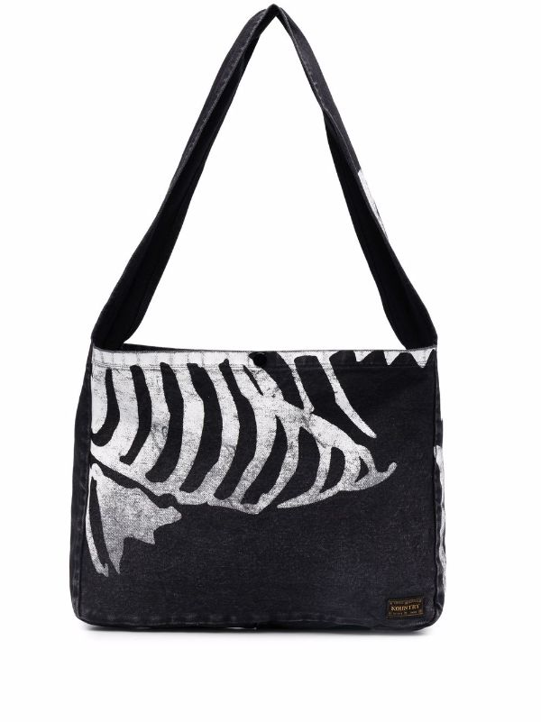 KAPITAL skeleton-print Denim Shoulder Bag - Farfetch