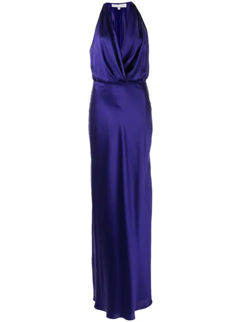 Michelle Mason draped-detail halterneck gown