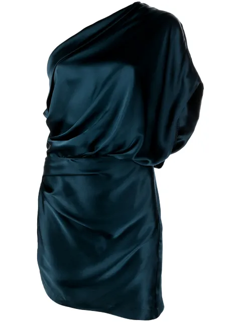 Michelle Mason draped one-shoulder mini dress