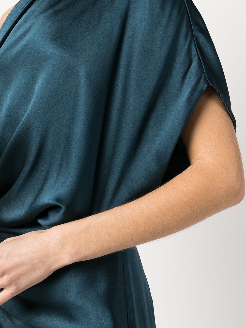 Shop Michelle Mason Draped One-shoulder Mini Dress In Blue