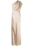 Michelle Mason asymmetric open back gown - Brown