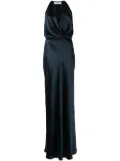 Michelle Mason draped-detail halterneck gown - Blue
