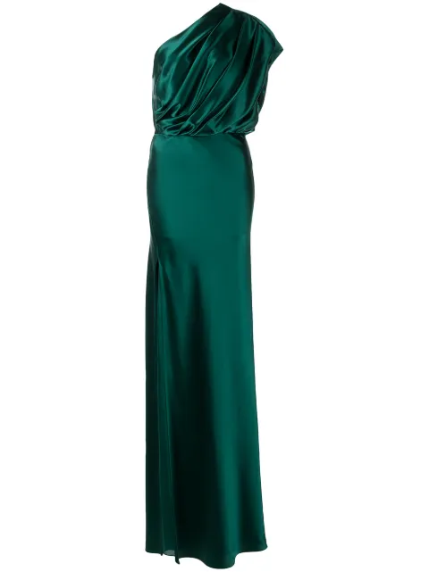 Michelle Mason asymmetric open back gown