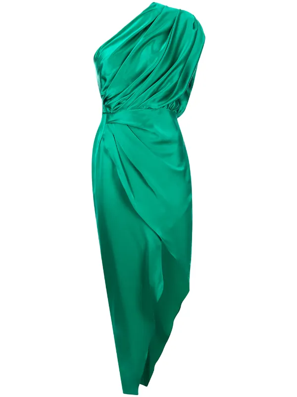 Michelle Mason Asymmetric Open Back Dress Green FARFETCH