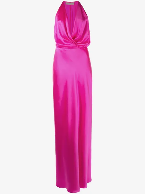 Michelle Mason vestido drapeado con cuello halter