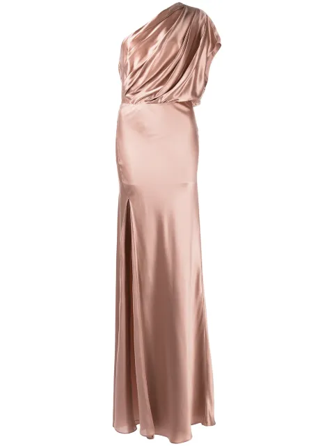 Michelle Mason asymmetric open back gown
