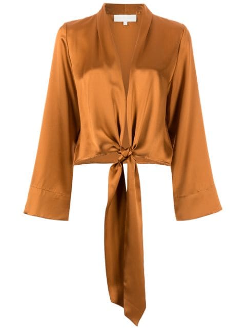 Michelle Mason long sleeved tie-waist blouse 