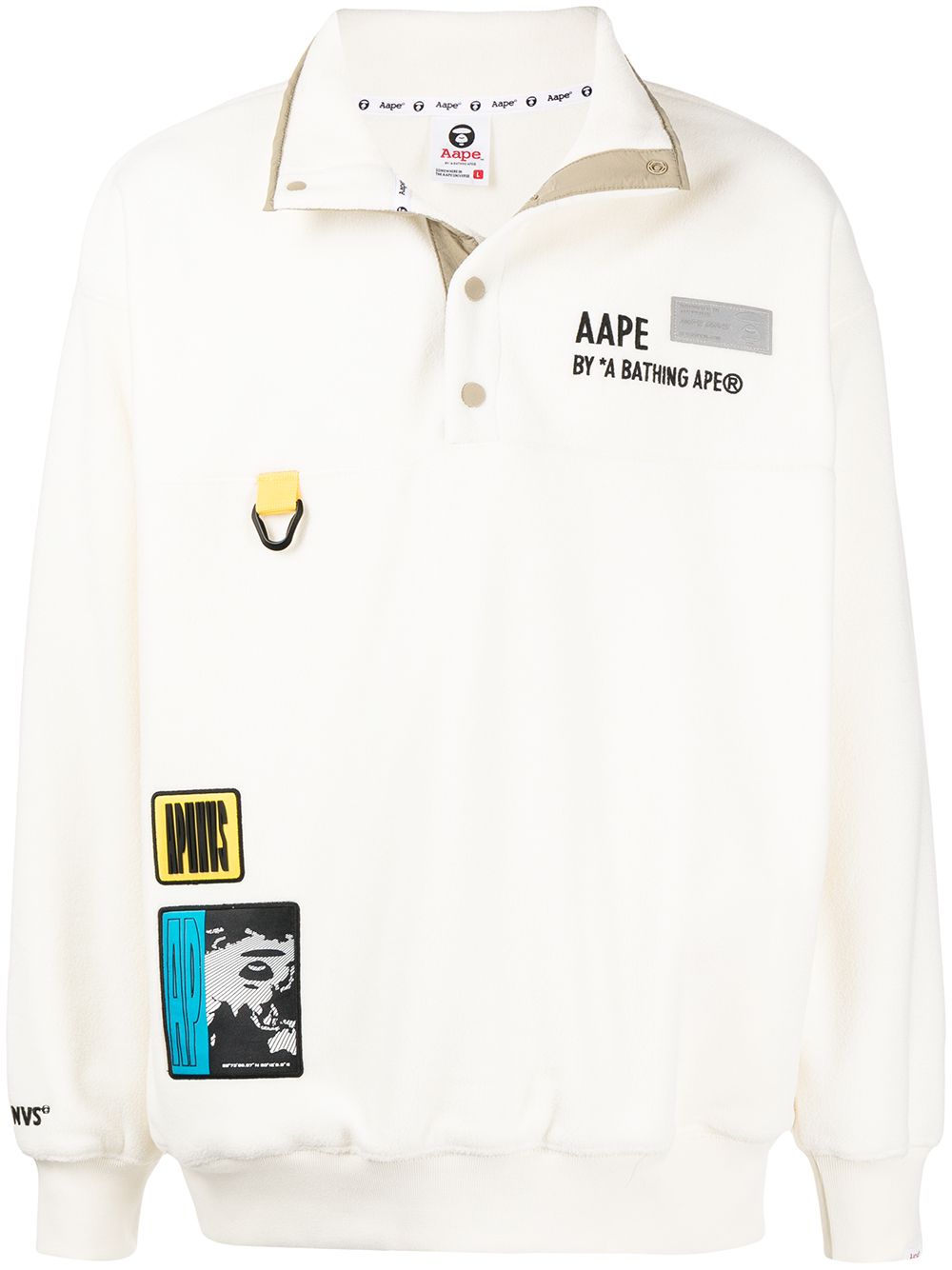 AAPE BY *A BATHING APE® multiple patches fleece sweatshirt - White