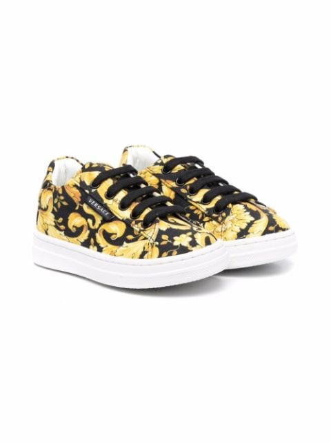 Versace Kids baroque print lace-up sneakers