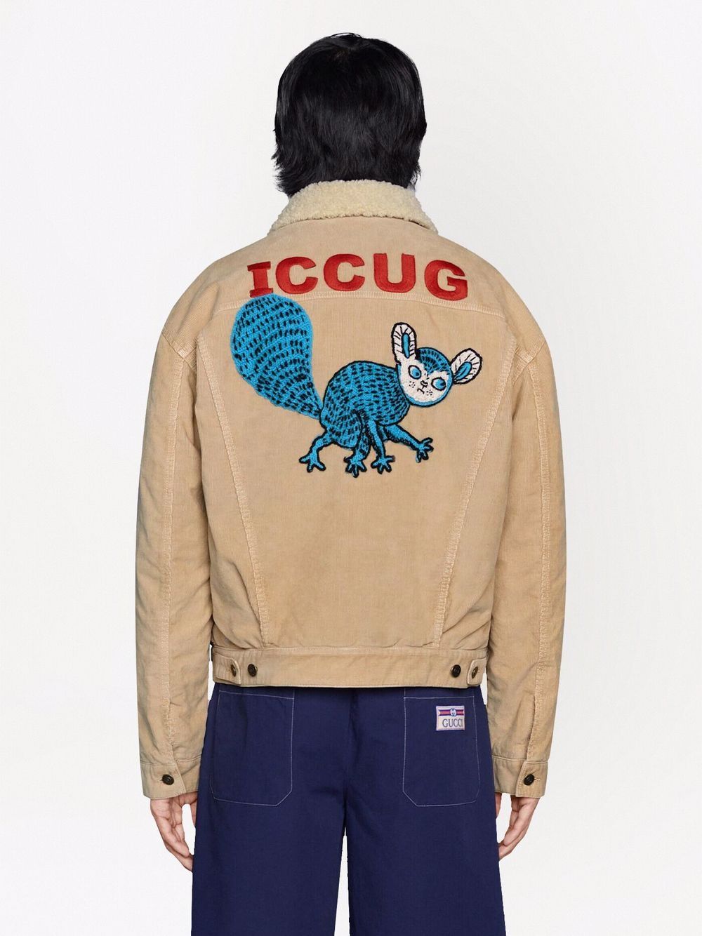 Shop Gucci Embroidered-design Button-fastening Jacket In Neutrals