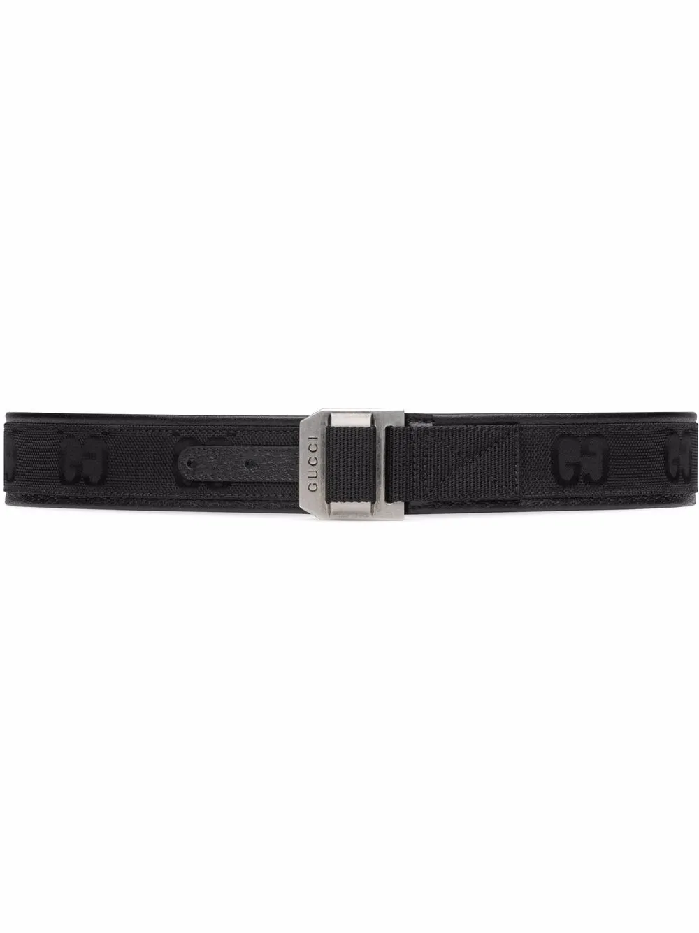 monogram-pattern buckle-fastening belt