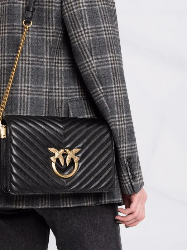 chevron quilted mini love shoulder bolsa